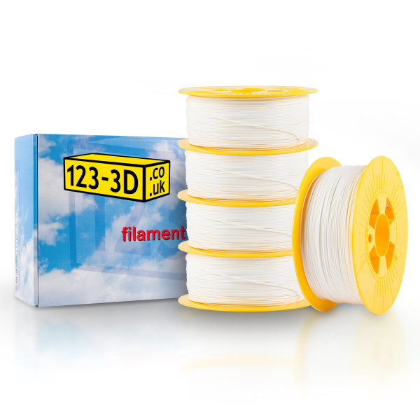 123-3D Filament Bulk Pack 5 x White PLA 1.75mm  1.1kg  DFE00051 - 1