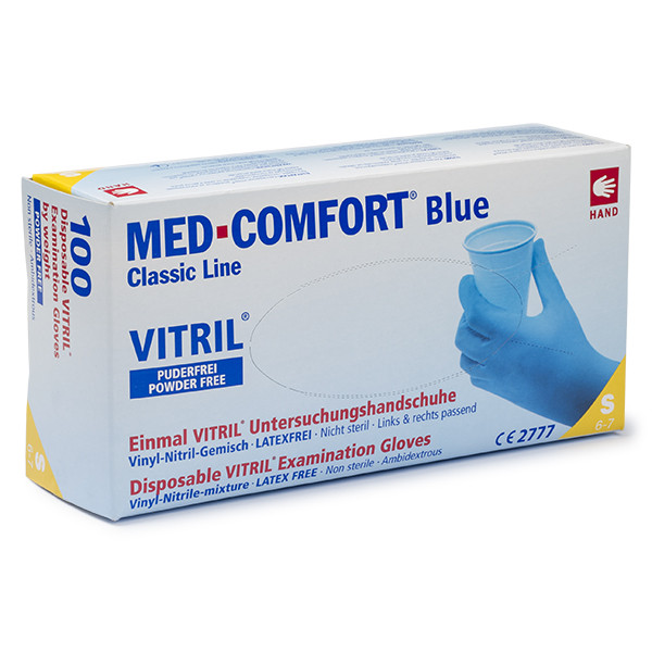 123-3D Vitril blue disposable powder-free gloves, size S (100-pack)  SDR00481 - 1