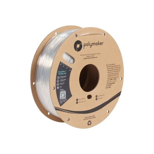 Polymaker PolyFlex TPU-95A High Speed filament 1.75 mm Clear 1 kg PD03003 DFP14372 - 1