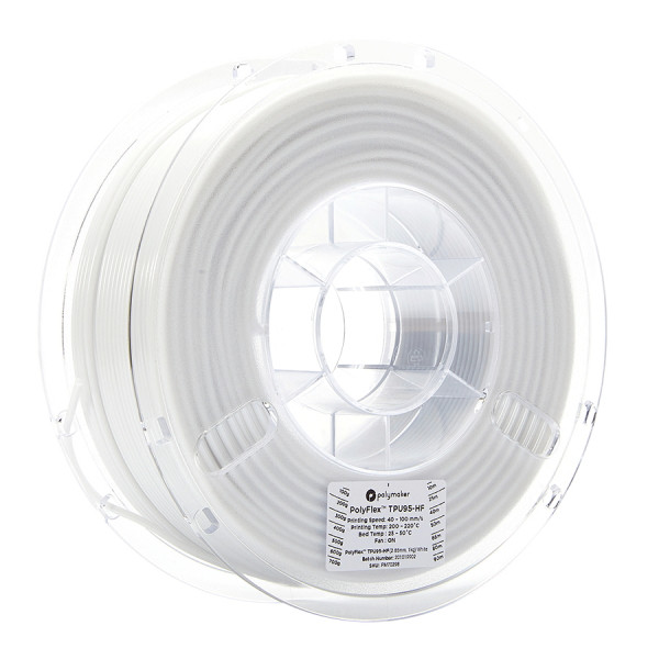 Polymaker PolyFlex white TPU95-HF filament 2.85mm, 1kg 70298 PD03005 PM70298 DFP14033 - 1