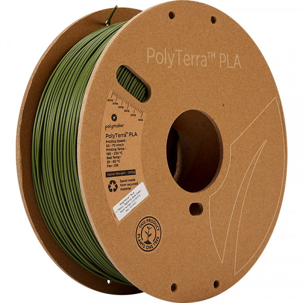 Polymaker PolyTerra army dark green PLA filament 1.75mm, 1kg PM70957 DFP14231 - 1